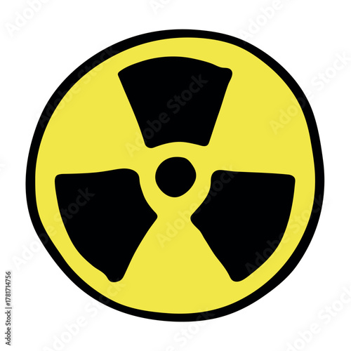 Hand drawn radiation sign Nuclear radiation hazard symbol Radioactive danger warning sign clipart in doodle style Nuclear safety Radioactive waste Single element for print, web, design, decor