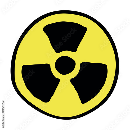 Hand drawn radiation sign Nuclear radiation hazard symbol Radioactive danger warning sign clipart in doodle style Nuclear safety Radioactive waste Single element for print, web, design, decor