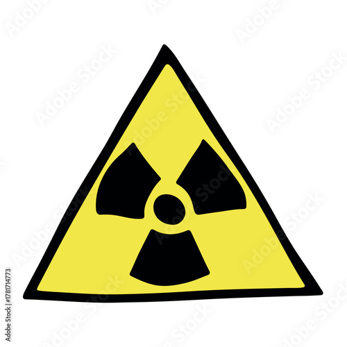 Hand drawn radiation sign Nuclear radiation hazard symbol Radioactive danger warning sign clipart in doodle style Nuclear safety Radioactive waste Single element for print, web, design, decor