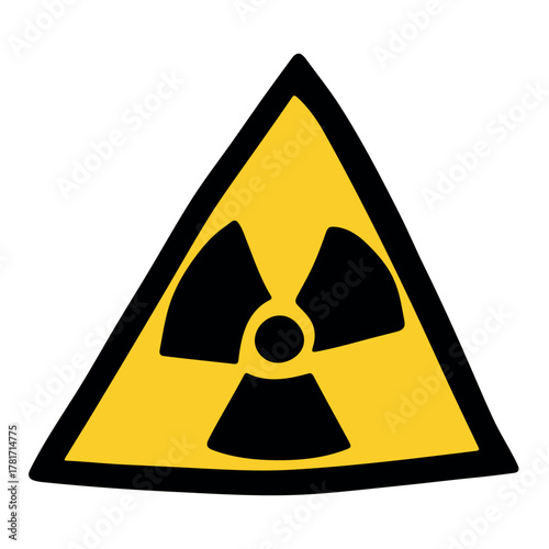 Hand drawn radiation sign Nuclear radiation hazard symbol Radioactive danger warning sign clipart in doodle style Nuclear safety Radioactive waste Single element for print, web, design, decor