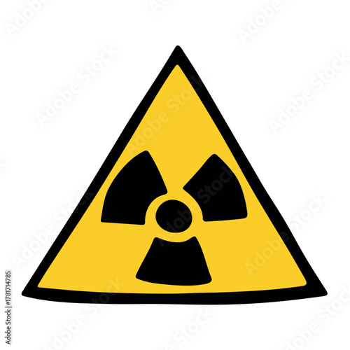 Hand drawn radiation sign Nuclear radiation hazard symbol Radioactive danger warning sign clipart in doodle style Nuclear safety Radioactive waste Single element for print, web, design, decor