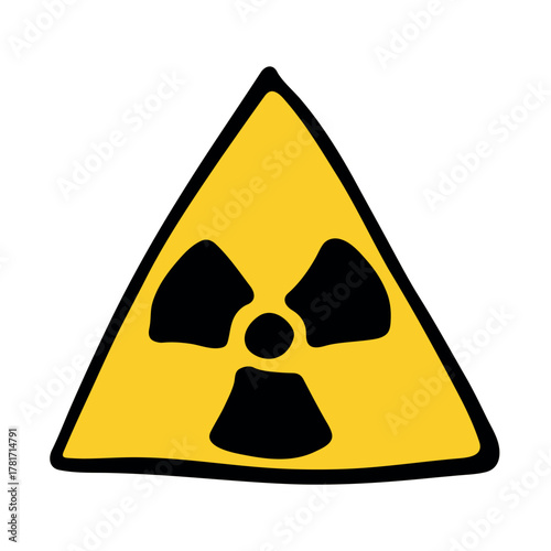 Hand drawn radiation sign Nuclear radiation hazard symbol Radioactive danger warning sign clipart in doodle style Nuclear safety Radioactive waste Single element for print, web, design, decor