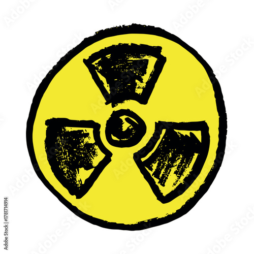 Hand drawn radiation sign Nuclear radiation hazard symbol Radioactive danger warning sign clipart in doodle style Nuclear safety Radioactive waste Single element for print, web, design, decor