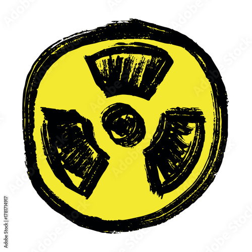 Hand drawn radiation sign Nuclear radiation hazard symbol Radioactive danger warning sign clipart in doodle style Nuclear safety Radioactive waste Single element for print, web, design, decor