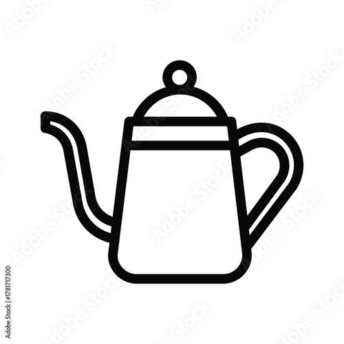 Teapot line icon, outline illustration of traditional kettle for brewing tea or pouring hot water, representing cafe, kitchenware, or tea time concept