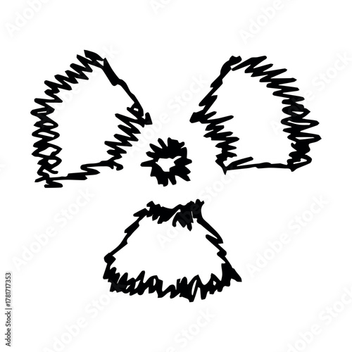 Hand drawn radiation sign Nuclear radiation hazard symbol Radioactive danger warning sign clipart in doodle style Nuclear safety Radioactive waste Single element for print, web, design, decor