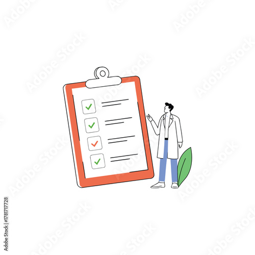 medical checklist with green checkmarks for hospitals, clinics, and healthcare providers