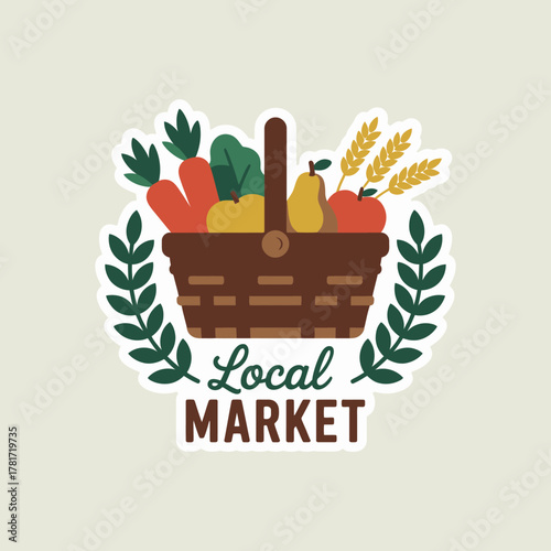 This inviting image depicts a basket filled with an array of fresh fruits and vegetables, ideal for conveying messages of local farming and healthy eating habits.
