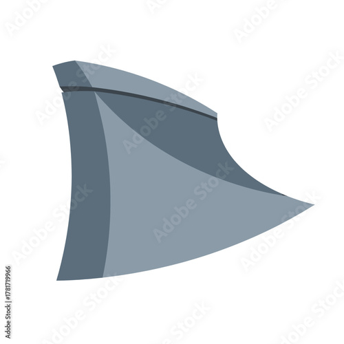 Stylized grey shark fin illustration on a white background.