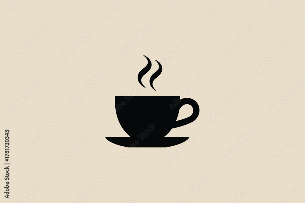 Obraz premium Coffee cup with steam icon