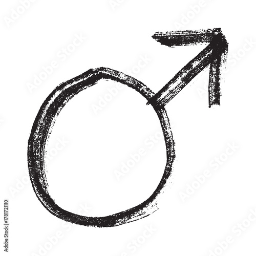 Hand drawn male gender identity sign Symbol used to represent sex and gender