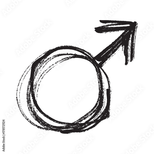 Hand drawn male gender identity sign Symbol used to represent sex and gender