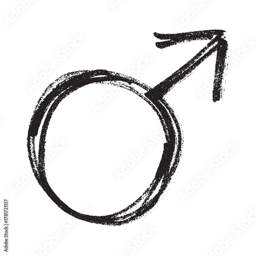 Hand drawn male gender identity sign Symbol used to represent sex and gender