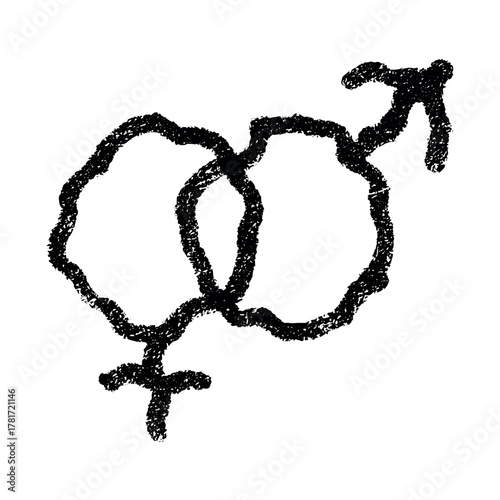 Hand drawn heterosexual gender identity sign Symbol used to represent sex and gender