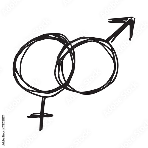Hand drawn heterosexual gender identity sign Symbol used to represent sex and gender