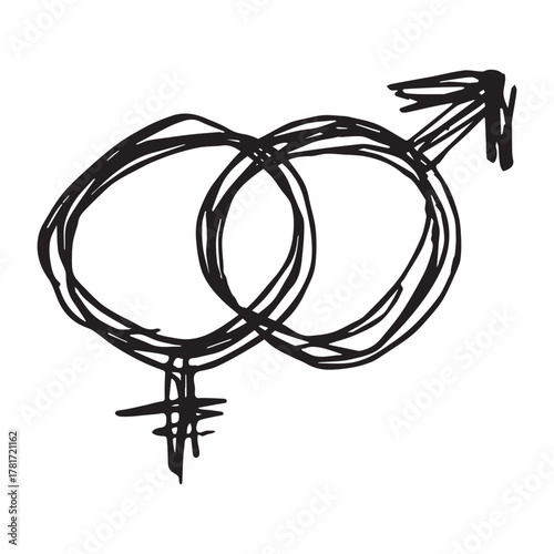 Hand drawn heterosexual gender identity sign Symbol used to represent sex and gender