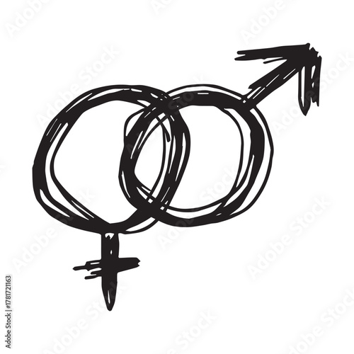 Hand drawn heterosexual gender identity sign Symbol used to represent sex and gender