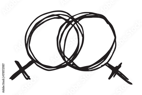 Hand drawn lesbian identity sign Symbol used to represent sex and gender
