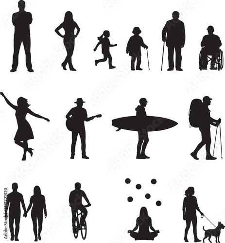 Silhouette collection of diverse people