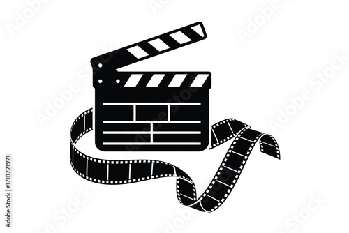 Clapperboard and film reel icon