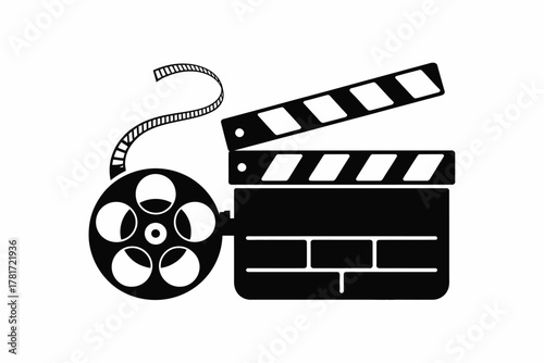 Film reel and clapboard icon