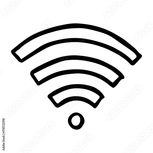 Hand drawn free wifi spot zone sign Public wi-fi area sign Wireless internet clipart in doodle style Single element for print, web, design, decor 3G, 4G, 5G, 6G, IoT