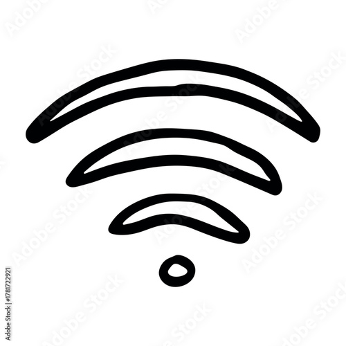 Hand drawn free wifi spot zone sign Public wi-fi area sign Wireless internet clipart in doodle style Single element for print, web, design, decor 3G, 4G, 5G, 6G, IoT