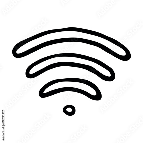 Hand drawn free wifi spot zone sign Public wi-fi area sign Wireless internet clipart in doodle style Single element for print, web, design, decor 3G, 4G, 5G, 6G, IoT