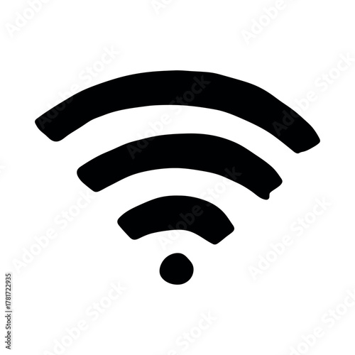 Hand drawn free wifi spot zone sign Public wi-fi area sign Wireless internet clipart in doodle style Single element for print, web, design, decor 3G, 4G, 5G, 6G, IoT