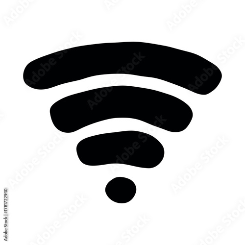 Hand drawn free wifi spot zone sign Public wi-fi area sign Wireless internet clipart in doodle style Single element for print, web, design, decor 3G, 4G, 5G, 6G, IoT