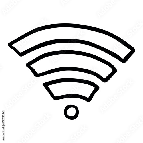 Hand drawn free wifi spot zone sign Public wi-fi area sign Wireless internet clipart in doodle style Single element for print, web, design, decor 3G, 4G, 5G, 6G, IoT