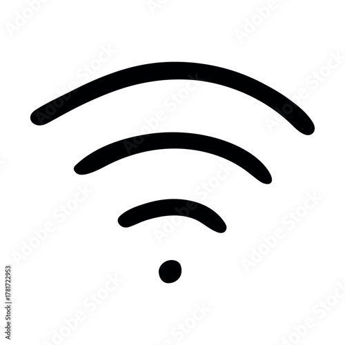 Hand drawn free wifi spot zone sign Public wi-fi area sign Wireless internet clipart in doodle style Single element for print, web, design, decor 3G, 4G, 5G, 6G, IoT
