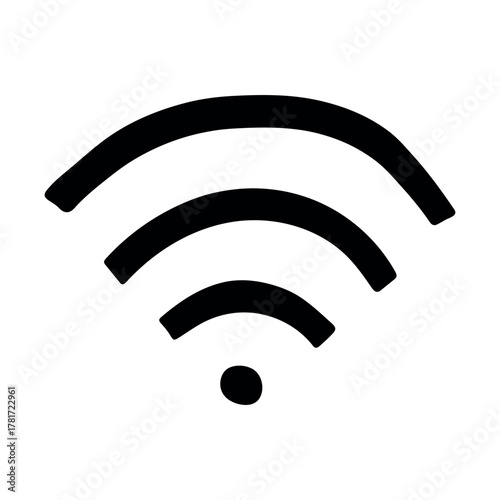 Hand drawn free wifi spot zone sign Public wi-fi area sign Wireless internet clipart in doodle style Single element for print, web, design, decor 3G, 4G, 5G, 6G, IoT