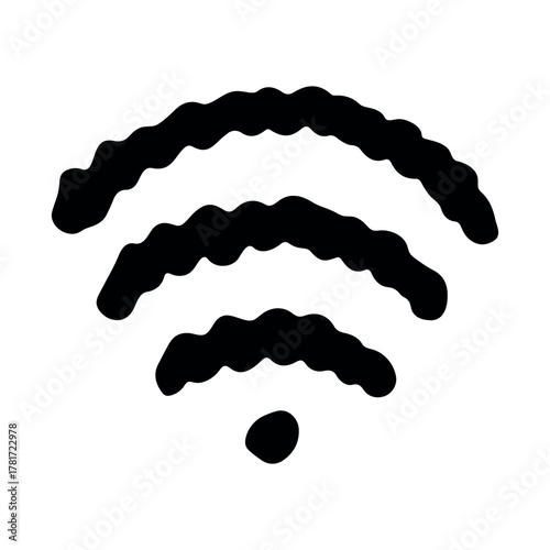 Hand drawn free wifi spot zone sign Public wi-fi area sign Wireless internet clipart in doodle style Single element for print, web, design, decor 3G, 4G, 5G, 6G, IoT