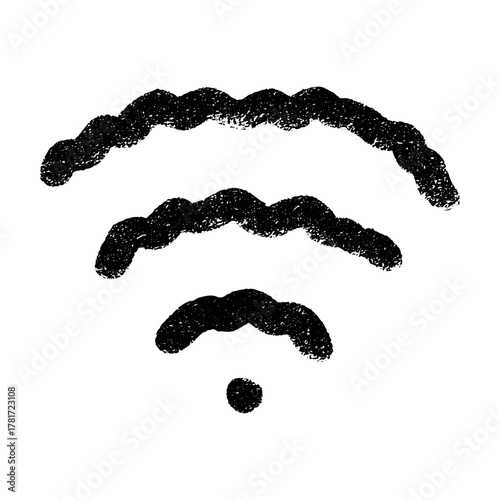 Hand drawn free wifi spot zone sign Public wi-fi area sign Wireless internet clipart in doodle style Single element for print, web, design, decor 3G, 4G, 5G, 6G, IoT