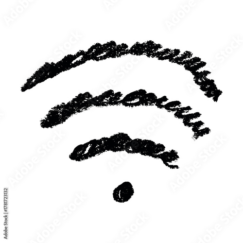 Hand drawn free wifi spot zone sign Public wi-fi area sign Wireless internet clipart in doodle style Single element for print, web, design, decor 3G, 4G, 5G, 6G, IoT