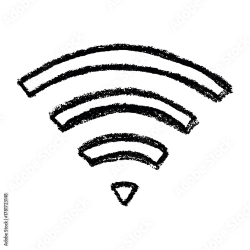 Hand drawn free wifi spot zone sign Public wi-fi area sign Wireless internet clipart in doodle style Single element for print, web, design, decor 3G, 4G, 5G, 6G, IoT
