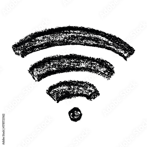 Hand drawn free wifi spot zone sign Public wi-fi area sign Wireless internet clipart in doodle style Single element for print, web, design, decor 3G, 4G, 5G, 6G, IoT