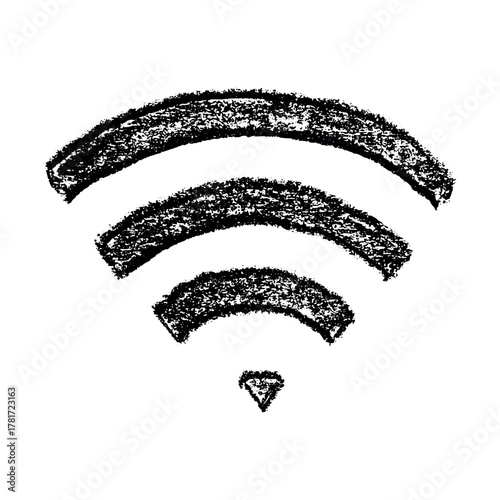 Hand drawn free wifi spot zone sign Public wi-fi area sign Wireless internet clipart in doodle style Single element for print, web, design, decor 3G, 4G, 5G, 6G, IoT