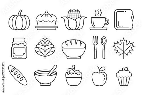 Thanksgiving autumn harvest icons