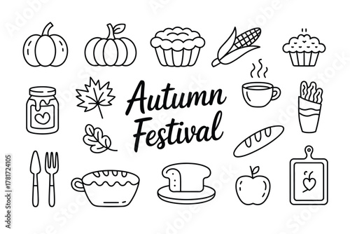Autumn festival icons collection