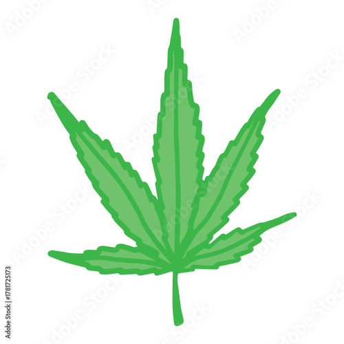 Hand drawn cannabis leaf Medicine marijuana Hemp leaves clipart in doodle style Single element for print, web, design, decor