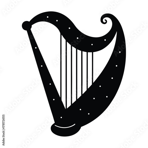 harp made of moonlight threads vector icon