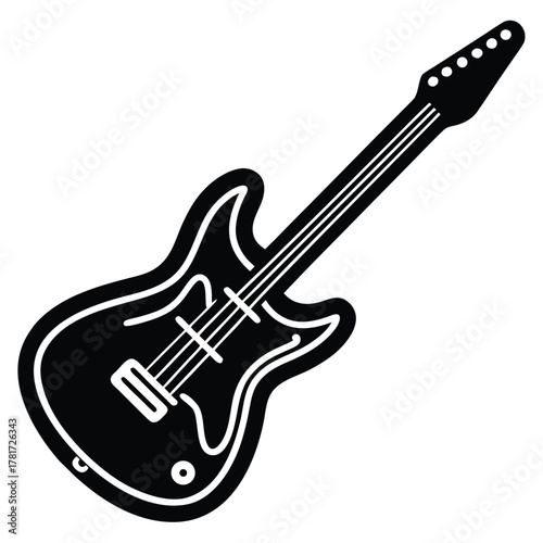 electric guitar with neon strings vector icon