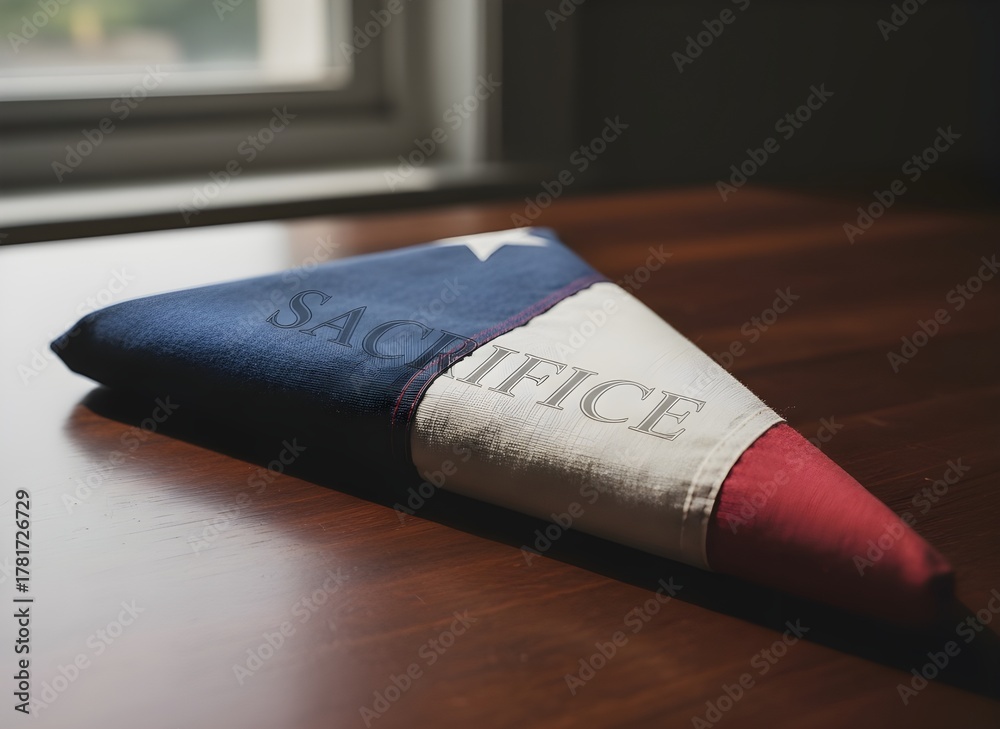 Fototapeta premium A ceremonial folded American flag, given at a funeral.
