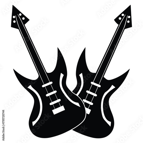 double neck futuristic guitar vector icon