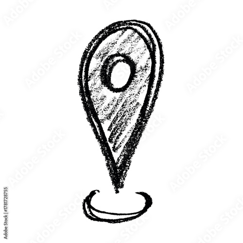 Hand drawn map pin Map marker pointer sign GPS and mapping tools Location pin symbol Pinpoint clipart in doodle style Single element for web, design