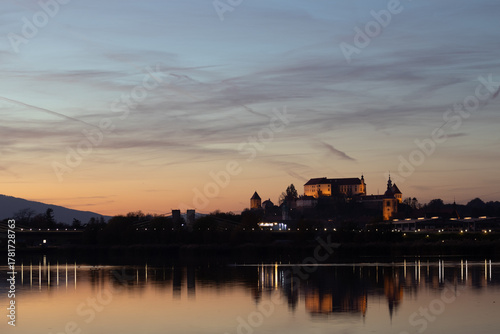 Sunset Over Ptuj Castle and Puh Bridge
