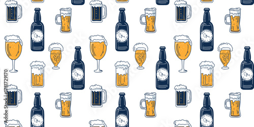 vector illustration beer vibe seamless pattern