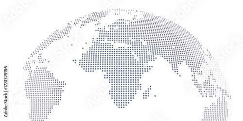 Abstract dotted globe showing africa and europe with a white background